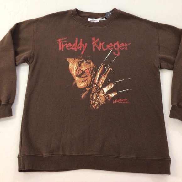 NWOT Freddy Krueger Brown Crew Loose Fit Sweater, sz MD - Picture 10 of 16